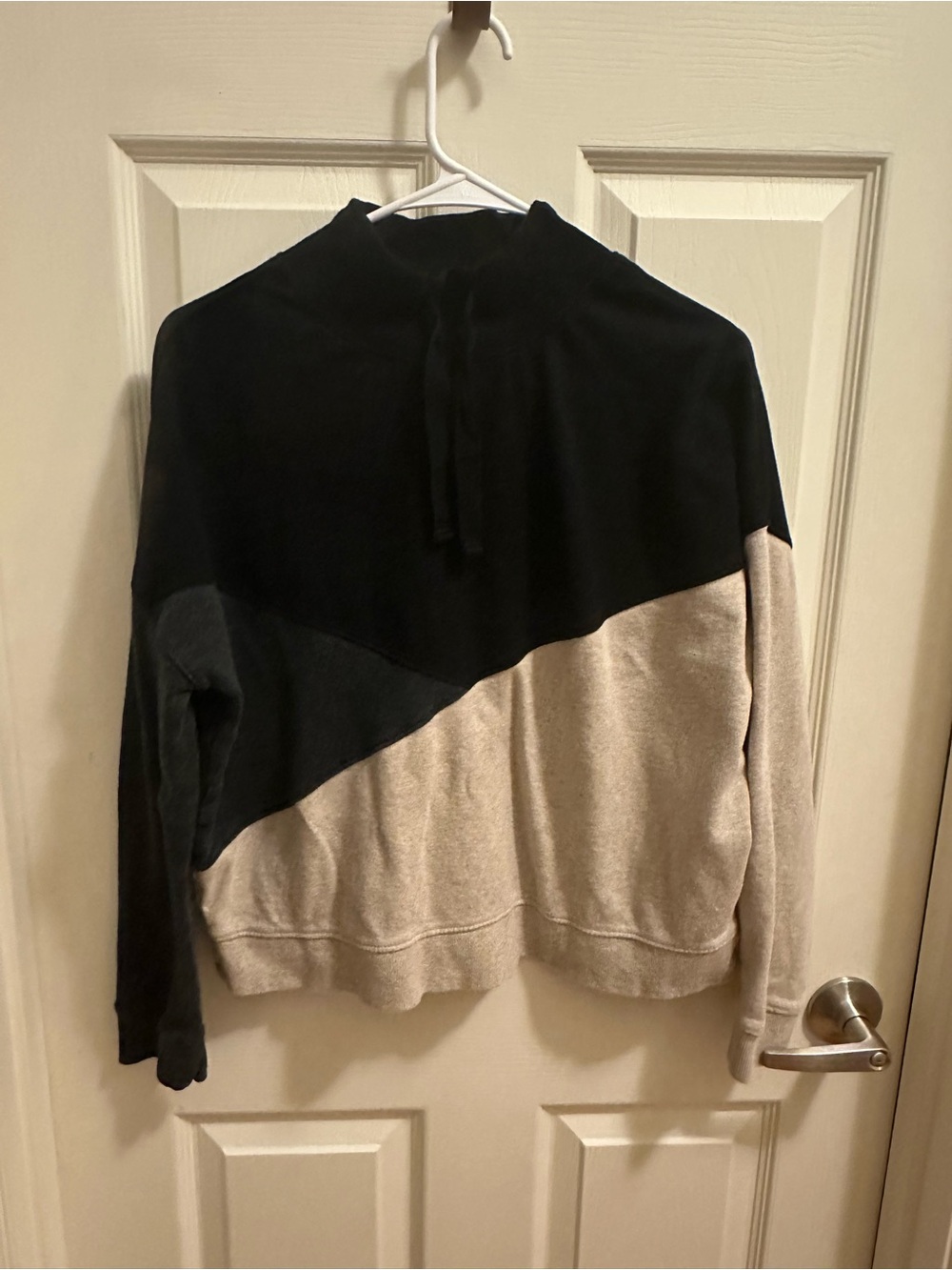 Pact Men's Black and Gray Diagonal Colorblock Crewneck Sweatshirt